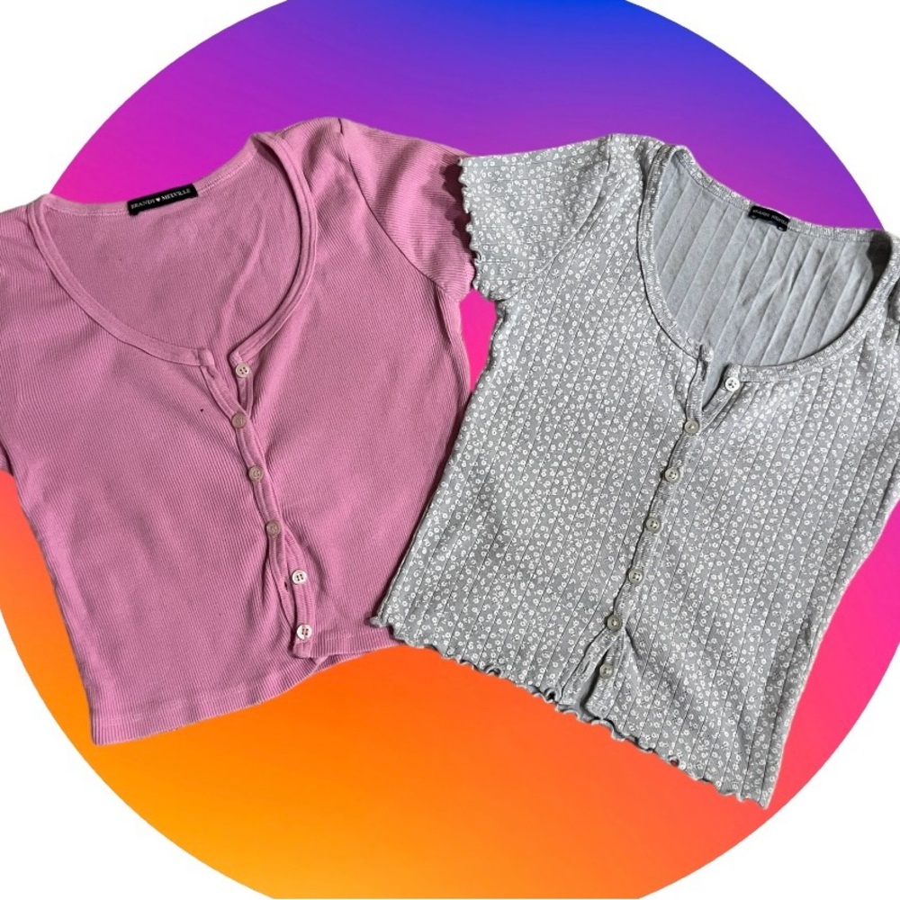 Brandy Melville Bundle! 2 OS shirts for the $ of 1! Colors Pink and Light Blue